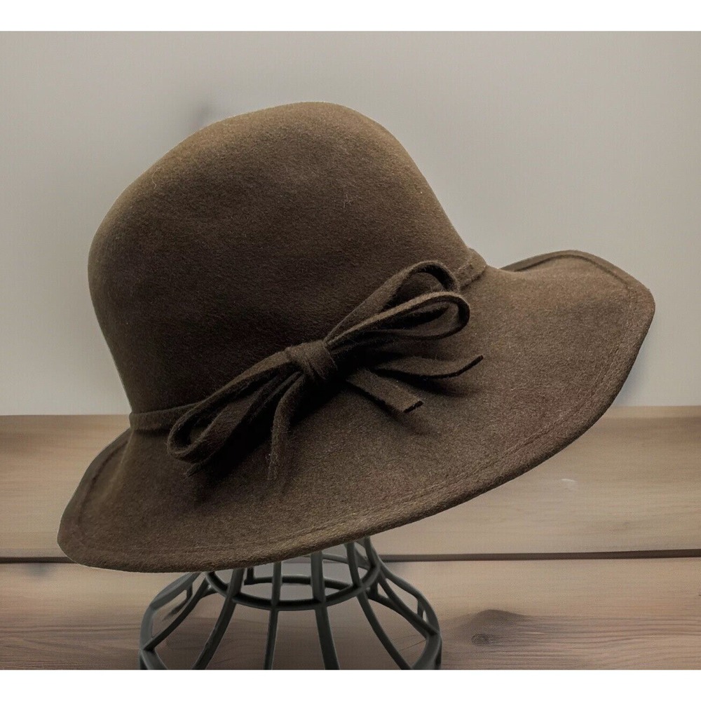 Vintage 80s Hat Jeanne Marie Women's‎ Wool Felt Brown Church Derby Kathy Retro